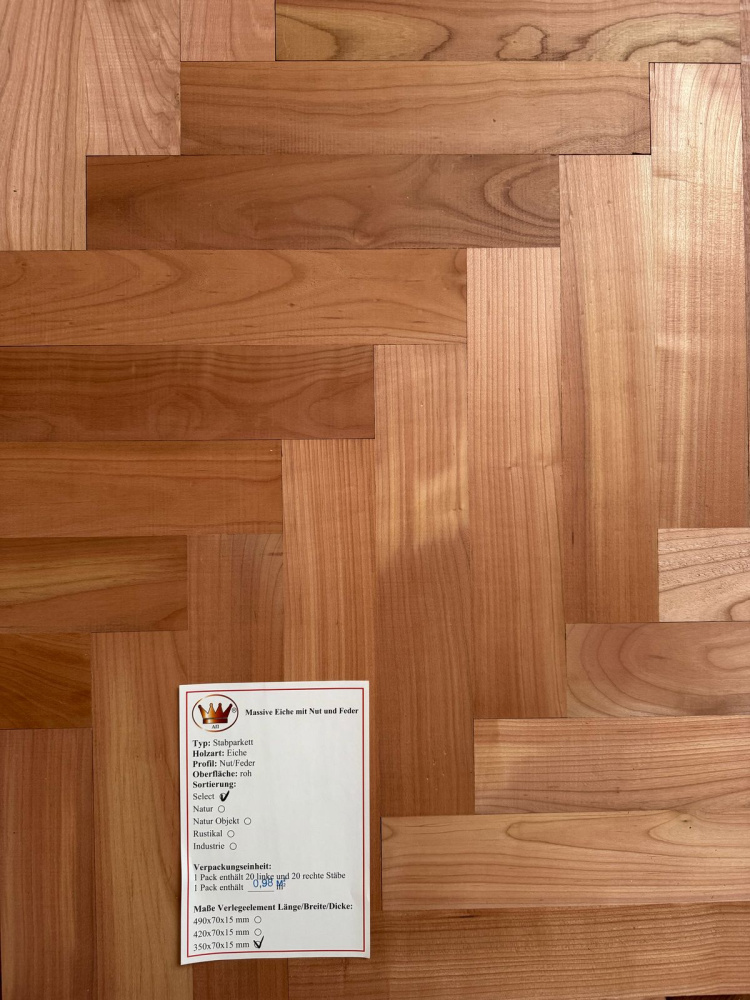 Штучный паркет Алекс Паркет Вишня пропаренная Селект 350х70х15 мм